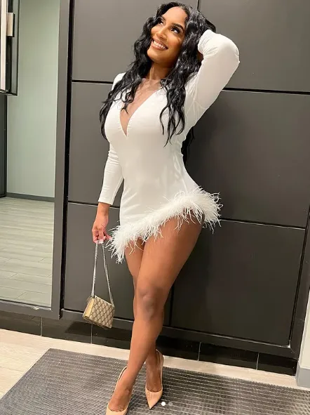 Diynav Plunge Fluffy Irregular Party Dress White Dresses Sexy White Homecoming Dress HZ1017 - Image 4