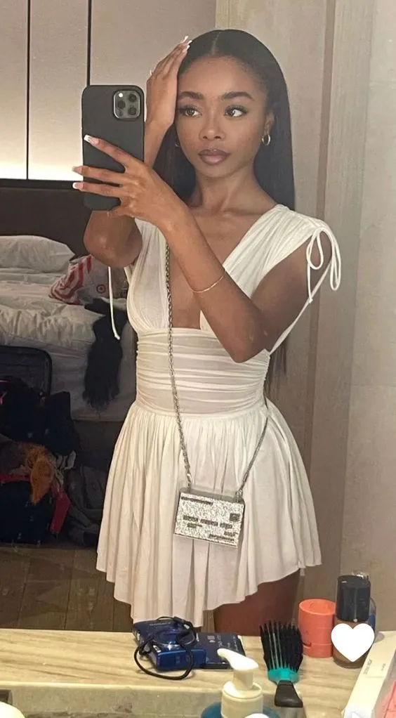 Diynav Pleated Chiffon Mini Homecoming Dress Sleeveless Wrap Slim High Waist Party Dress HZ1017