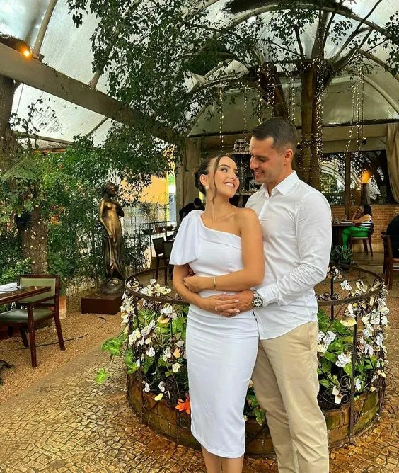 Diynav White One Shoulder Short Wedding Dress,White Bridal Gown HZ1017