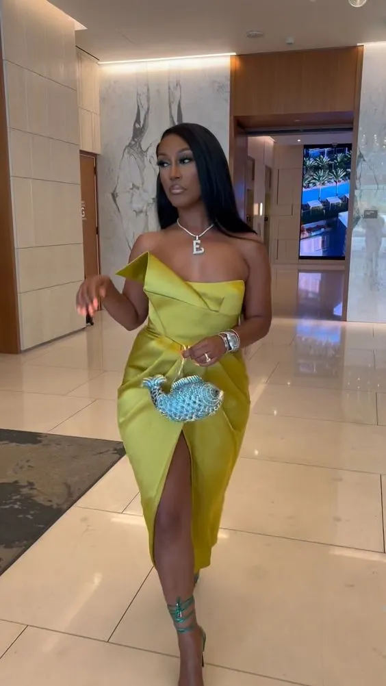 Diynav Satin Midi Length Prom Dress Cocktail Dress HZ1017