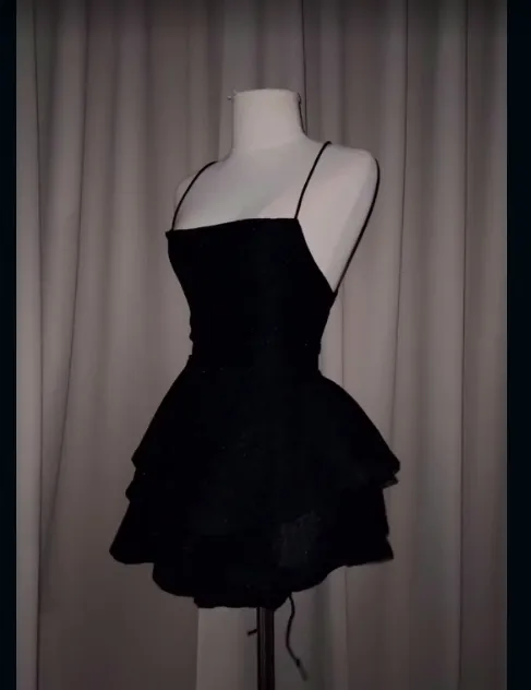 Diynav Backless Short Prom Dress Black Satin Homecoming Dress HZ1017