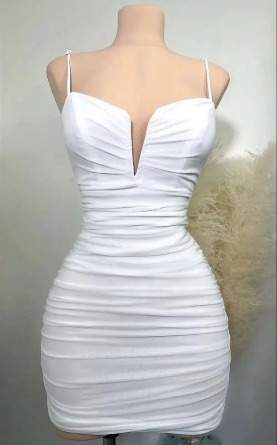 Diynav White Straps Homecoming Dress,Sexy Bodycon Dress HZ1017