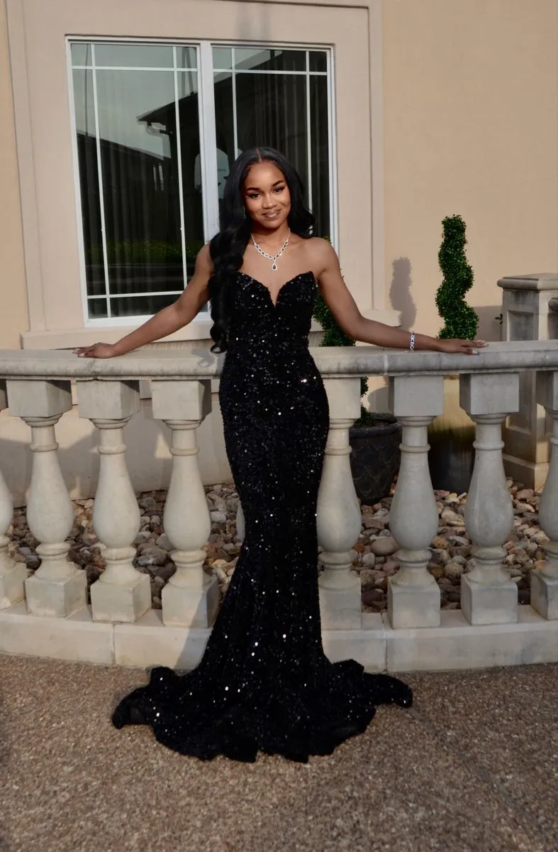 Diynav Mermaid Glitter Prom Dress Long Evening Gowns Black Women Formal Dresses HZ1017