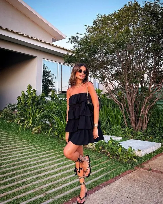 Diynav Black A-line Strapless Homecoming Dress HZ1017