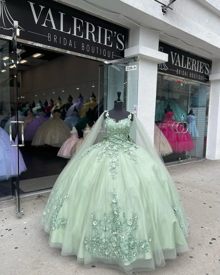 Diynav Green Ball Gown with Appliques,Sweet 16 Dress,Quinceanera Dress HZ1017