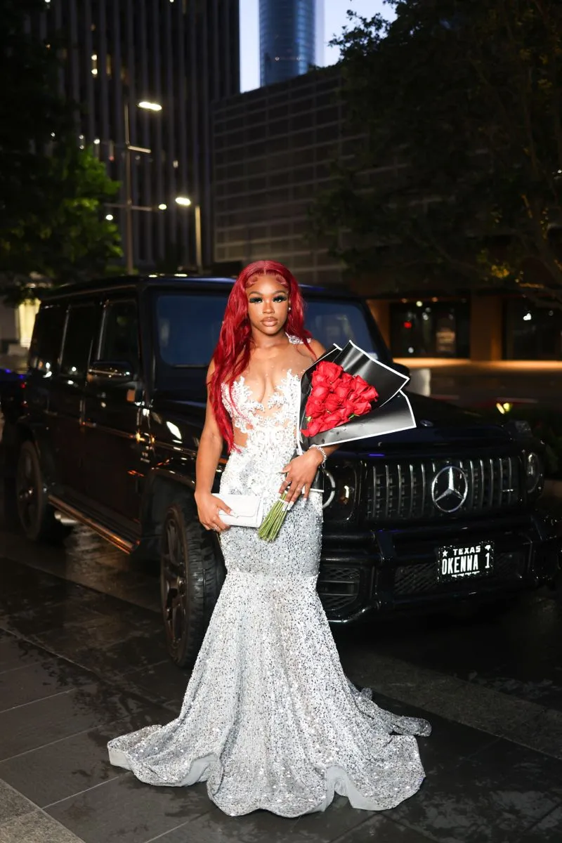 Diynav Arrival Silver Dress Glitter Sequins Birthday Wedding Party Gown Evening Dress HZ1017 - Image 2