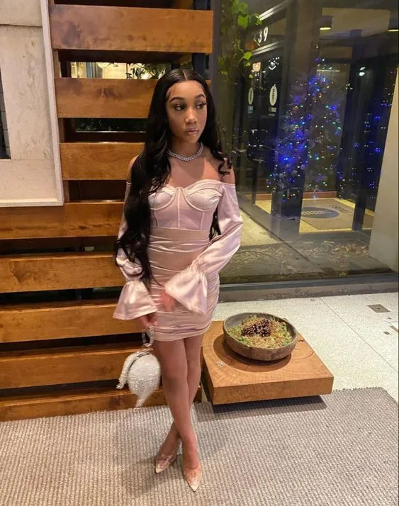 Diynav Birthday Outfit Dress For Black Girls Tight Homecoming Dress With Long Sleeves HZ1017 - Image 2