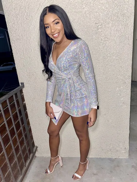 Diynav Sequins Party Dress Outfit Bright 18th Birthday Dress Outfit New Arrival Homecoming Dress HZ1017