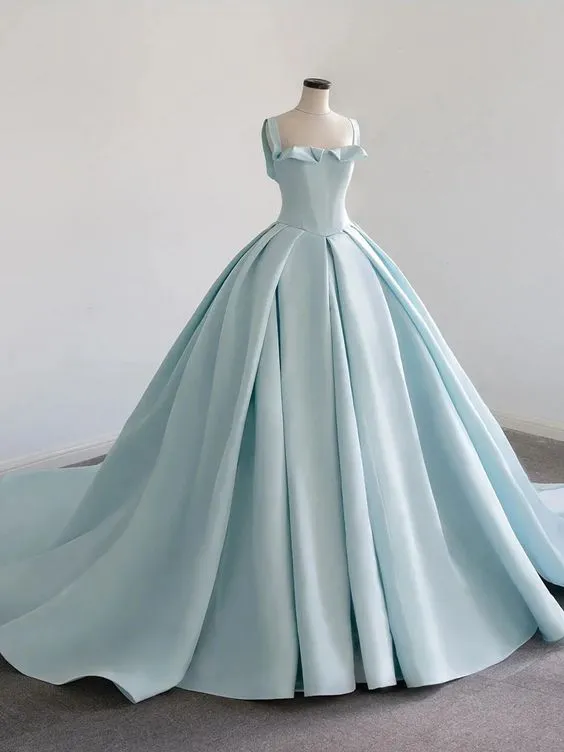 Diynav Satin Long Ball Gown , Blue Sweet 16 Dress HZ1017