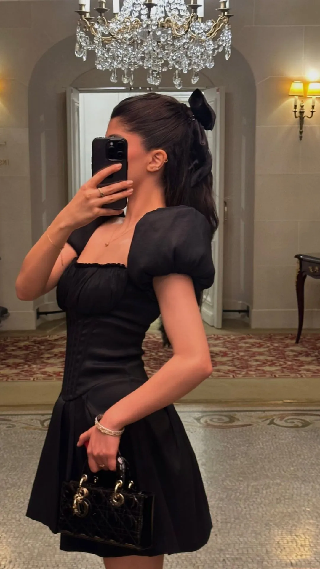 Diynav Black Puffy Sleeves Homecoming Dress Black Birthday Party Dress HZ1017