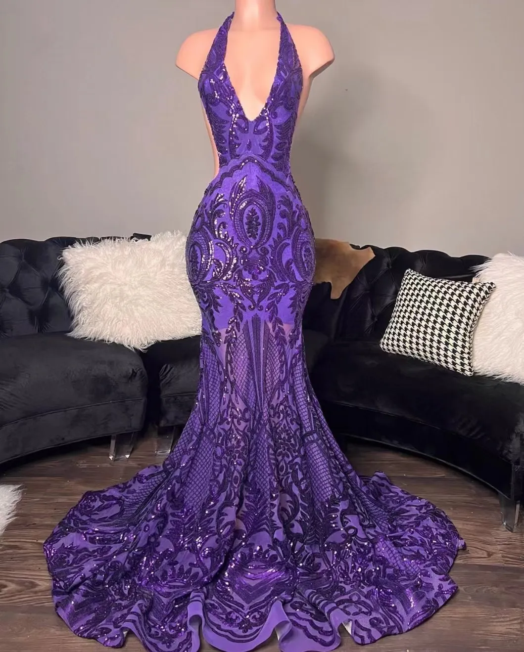 Diynav prom dresses, mermaid prom dresses, custom make evening dresses, fashion prom dresses, halter prom dresses, sparkly formal dresses HZ1017