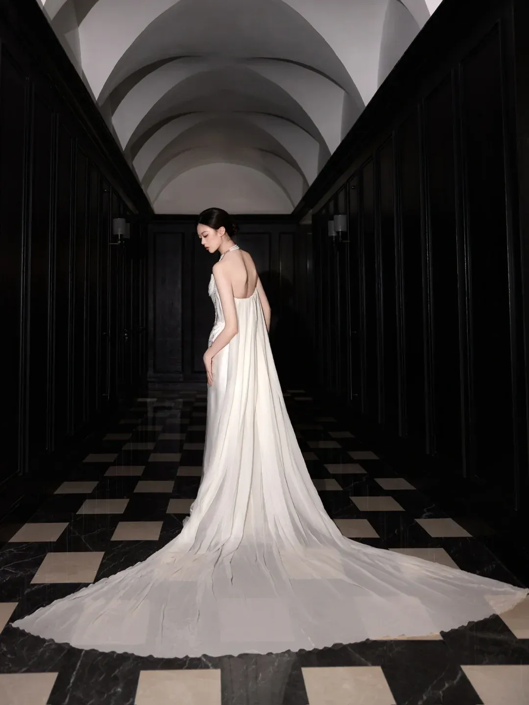 Diynav White Satin Chiffon Mermaid Prom Dress,Strapless Long Wedding Dress HZ1017 - Image 6