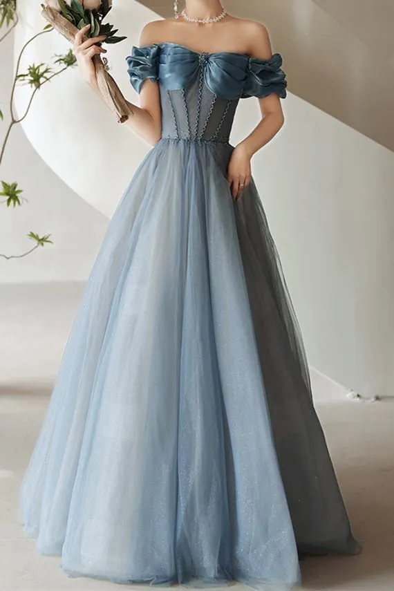 Diynav Tulle Beaded Princess Prom Dress Off The Shoulder Ball Gown Evening Dress HZ1017 - Image 7