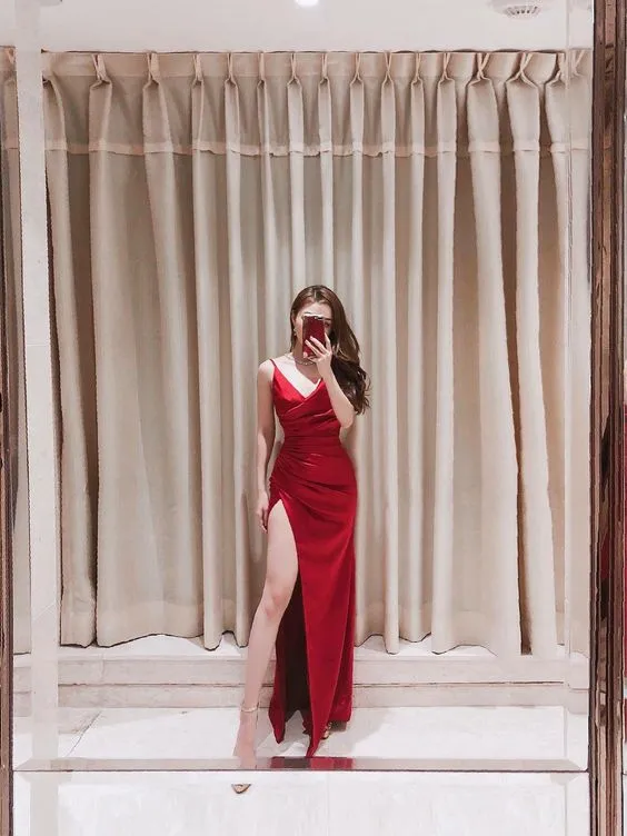 Diynav Straps Simple Prom Dress Sexy Evening Gown HZ1017