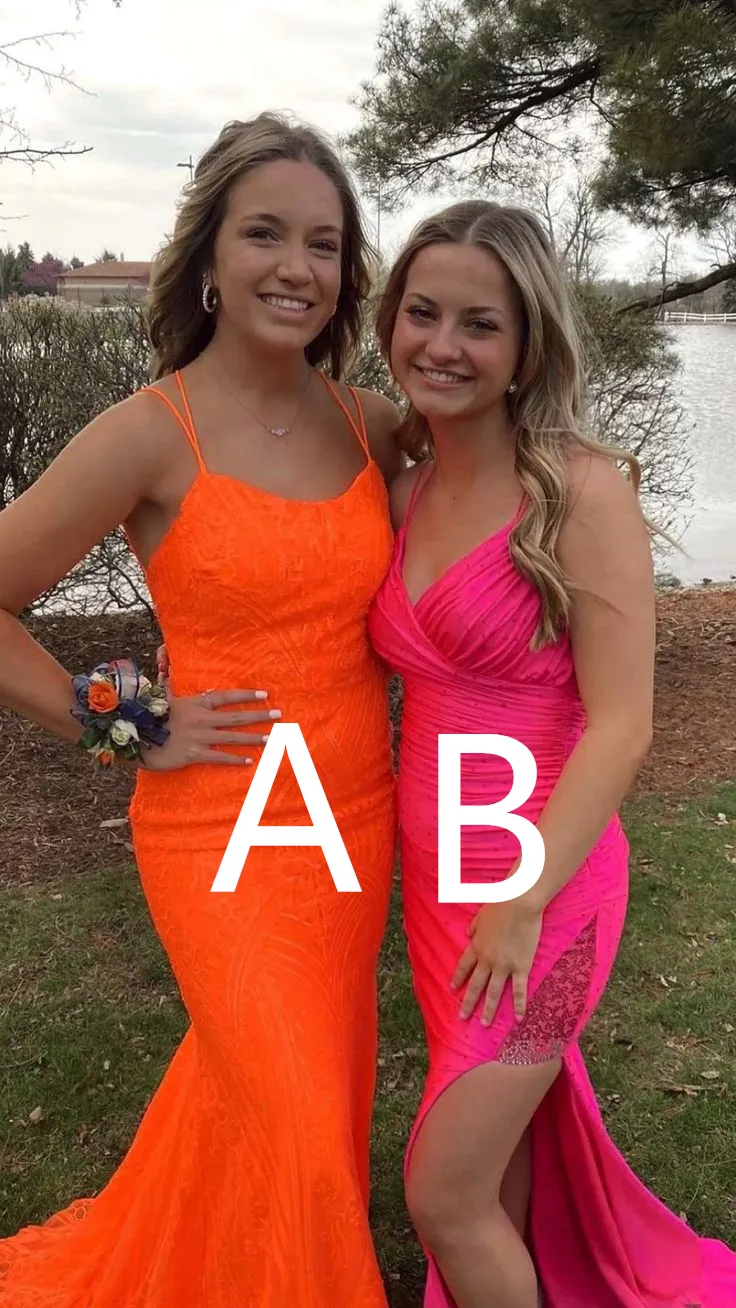 Diynav Orange Mermaid Prom Dress Chic Evening Dress HZ1017