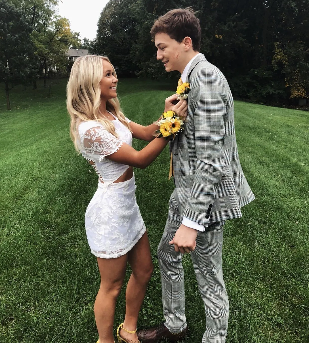 Diynav White Lace Homecoming Dress, White Cocktail Dress HZ1017