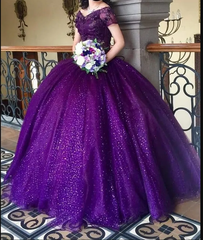 Diynav Off The Shoulder Purple Ball Gown,Purple Quinceanera Dress,Sweet 16 Dress HZ1017