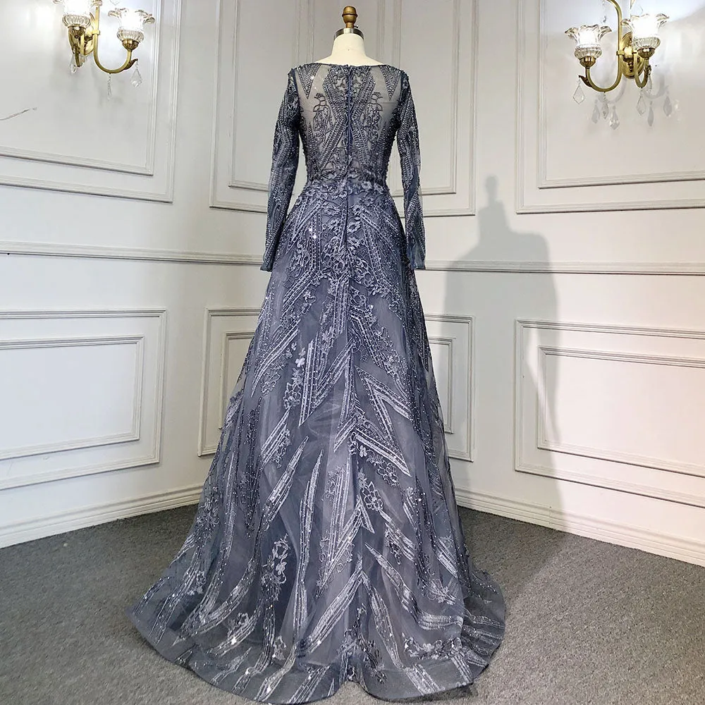 Diynav Luxury Mermaid Overskirt Evening Dresses Gowns 2025 Beaded Elegant Long Sleeves For Women Party HZ1017 - Image 5