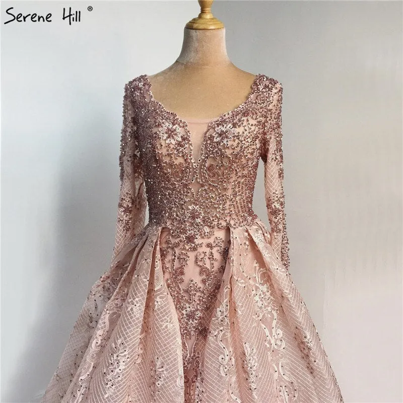 Diynav Muslim Beading Mermaid Lace Crystal Design Evening Dresses 2025 Dubai Luxury Plush Size Evening Gowns HZ1017 - Image 6