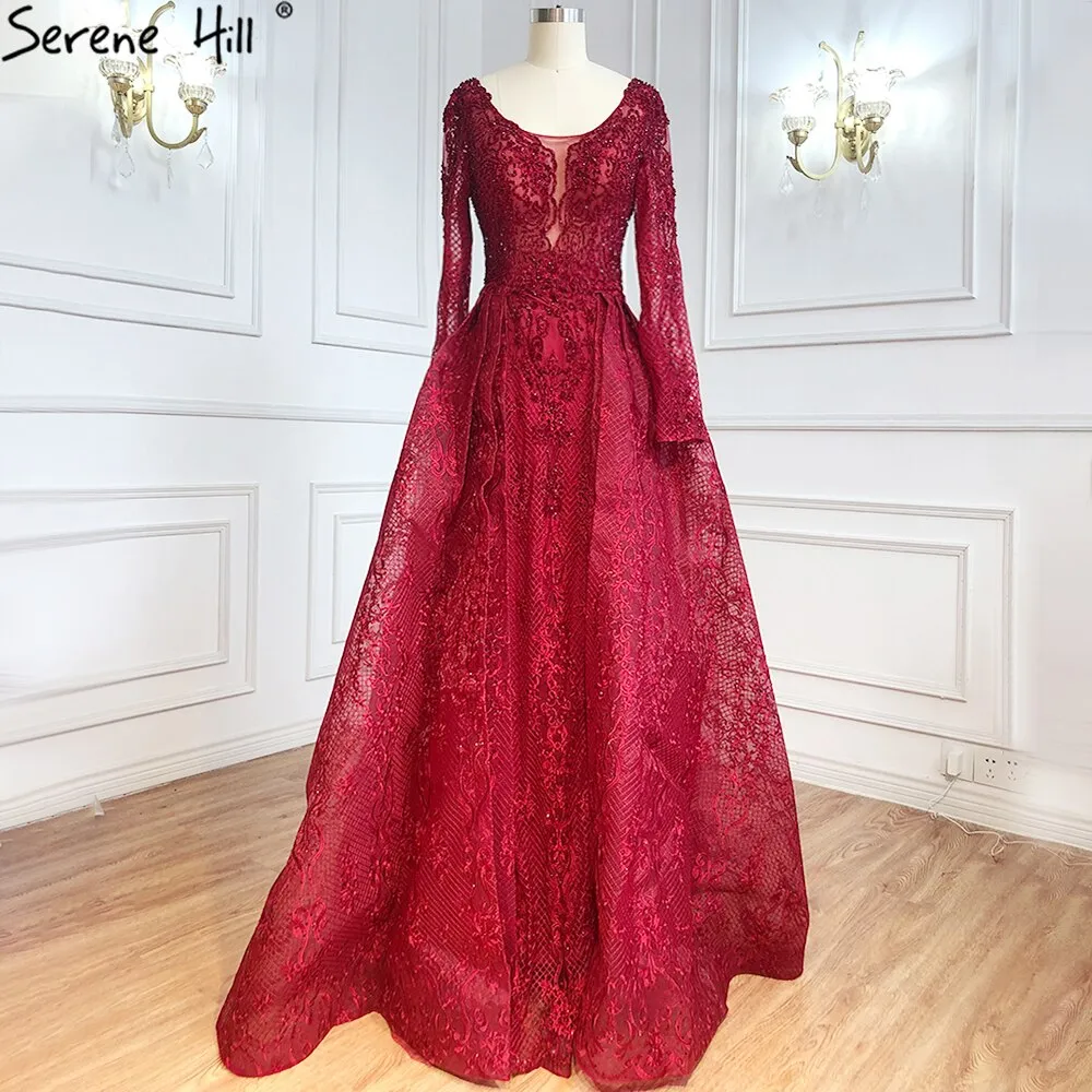 Diynav Muslim Beading Mermaid Lace Crystal Design Evening Dresses 2025 Dubai Luxury Plush Size Evening Gowns HZ1017 - Image 4