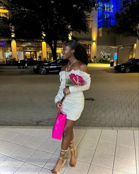 Diynav Satin Drape Sleeve Ruched Back Bodycon Dress,Short Homecoming Dress HZ1017