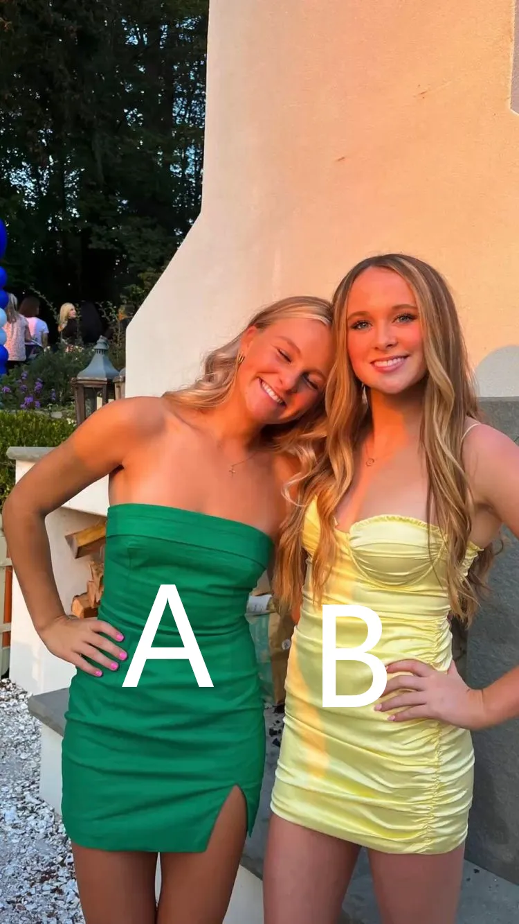 Diynav Yellow Bodycon Dress,Yellow Mini Homecoming Dress HZ1017