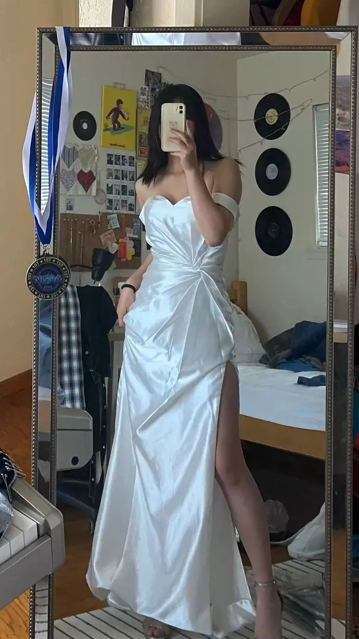 Diynav Off The Shoulder White Wedding Dress,White Bridal Dress HZ1017