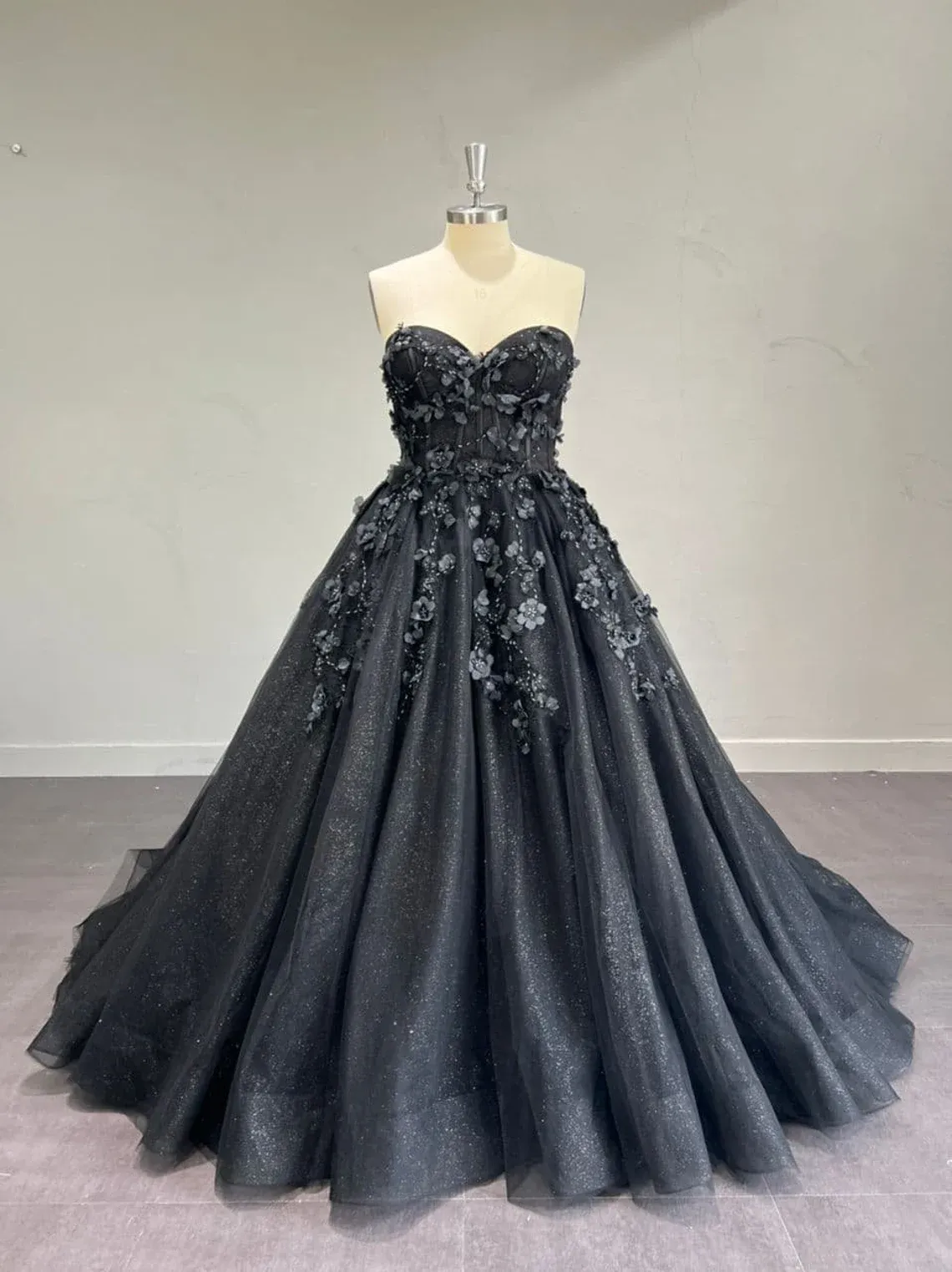 Diynav Alternative Black Gown, Off The Shoulder Ball Gown Gothic Unconventional Wedding HZ1017 - Image 3