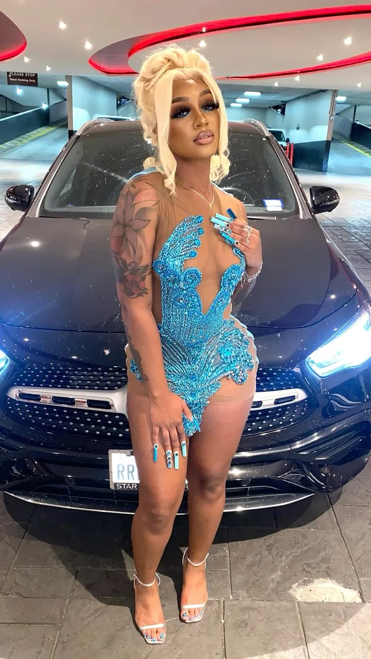 Diynav Blue Sleeveless Homecoming Dress,22th Birthday Outfit Dress For Black Girls HZ1017