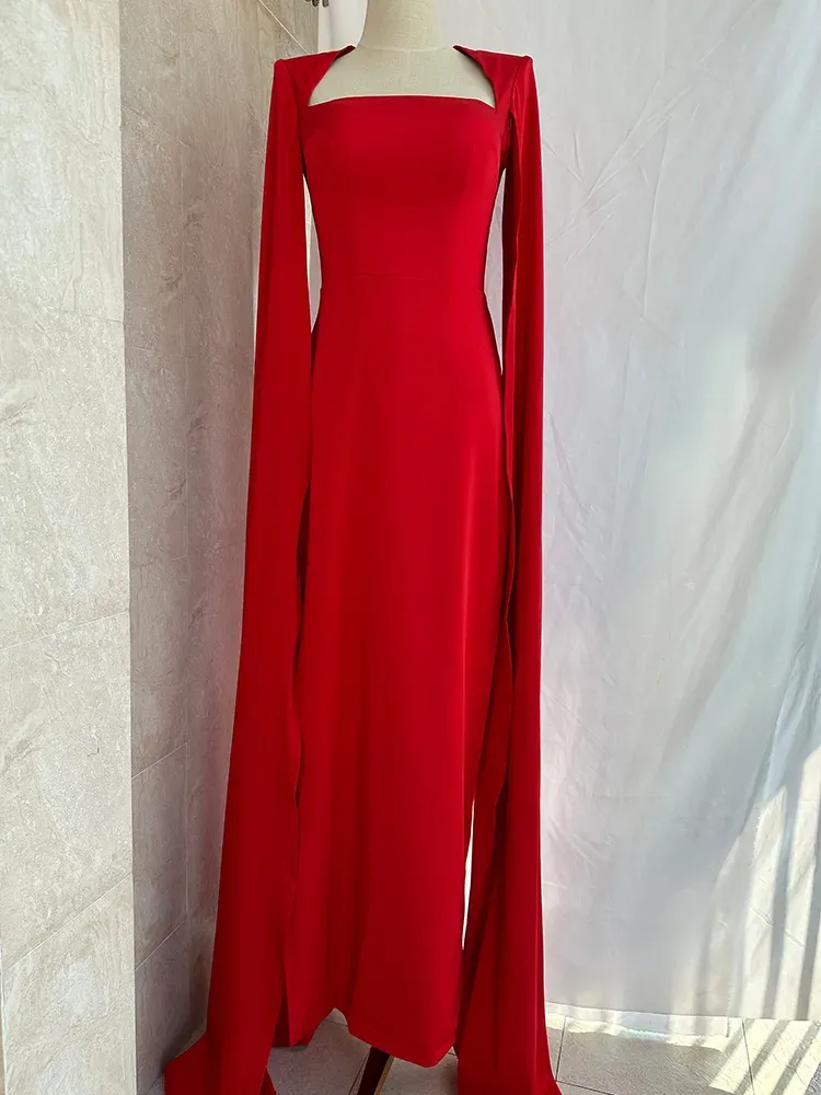 Diynav Evening Dresses Women Casual Strapless Red Banquet Maxi Wedding Dresses for Female HZ1017