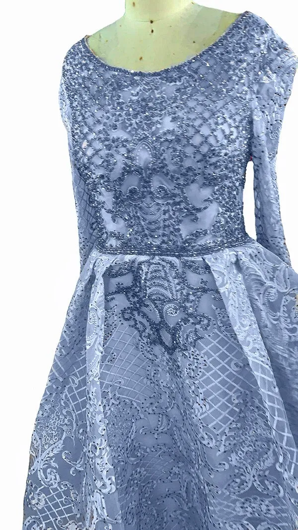 Diynav Blue Muslim Lace Beading Luxury Evening Dresses 2025 Long Plus Size Dress Evening Gowns LA60899 For HZ1017 - Image 10