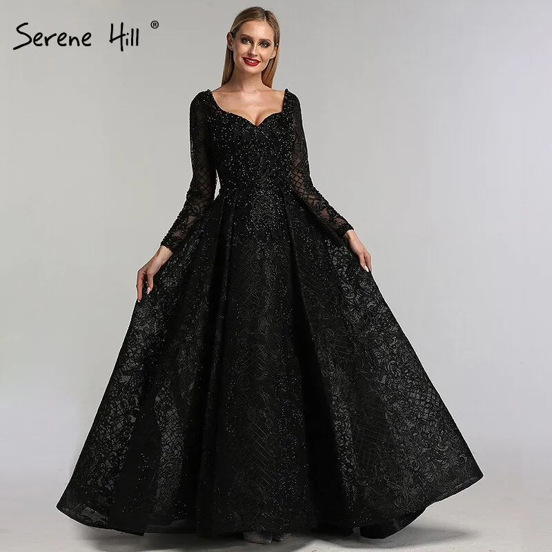 Diynav Blue Muslim Lace Beading Luxury Evening Dresses 2025 Long Plus Size Dress Evening Gowns LA60899 For HZ1017 - Image 4