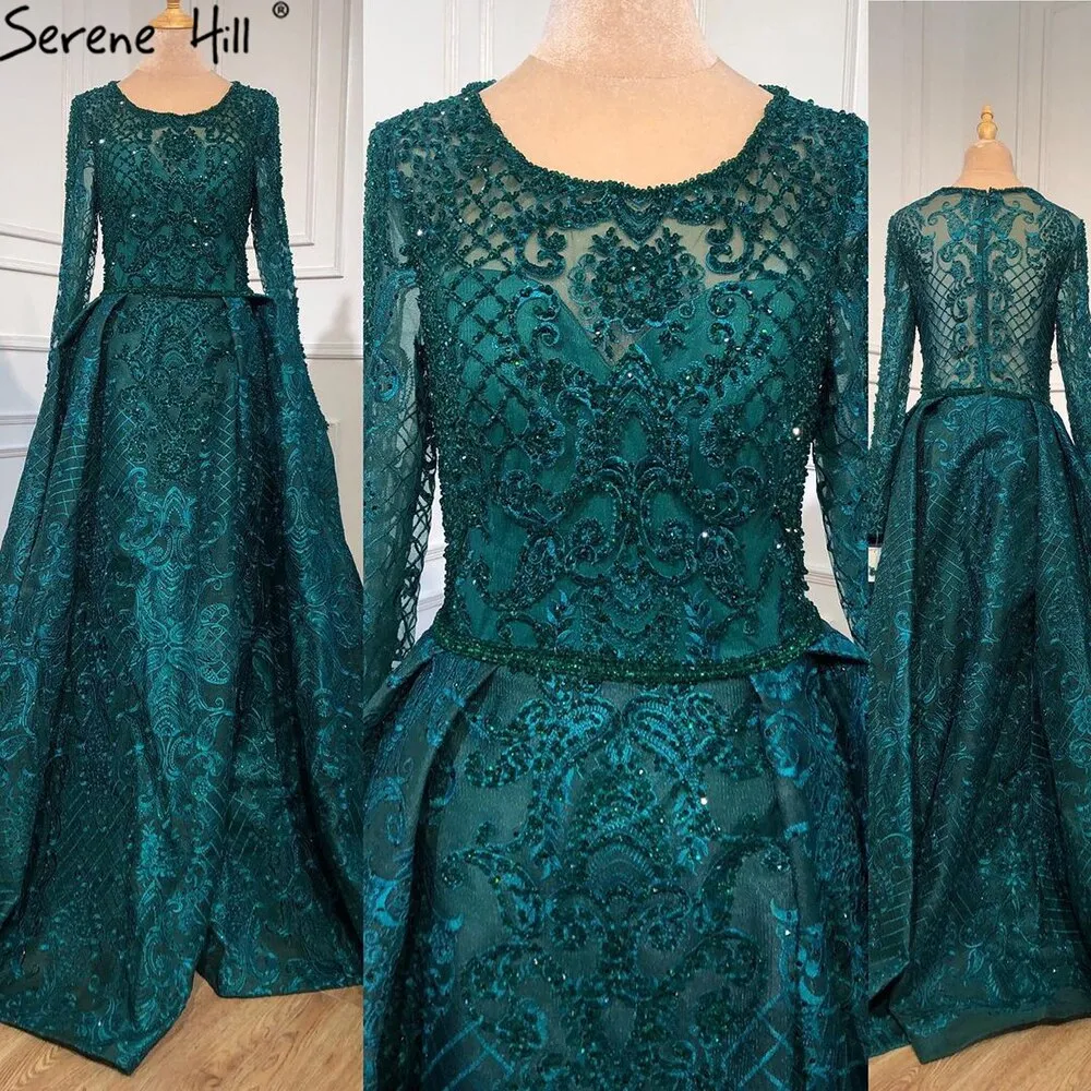 Diynav Blue Muslim Lace Beading Luxury Evening Dresses 2025 Long Plus Size Dress Evening Gowns LA60899 For HZ1017 - Image 3