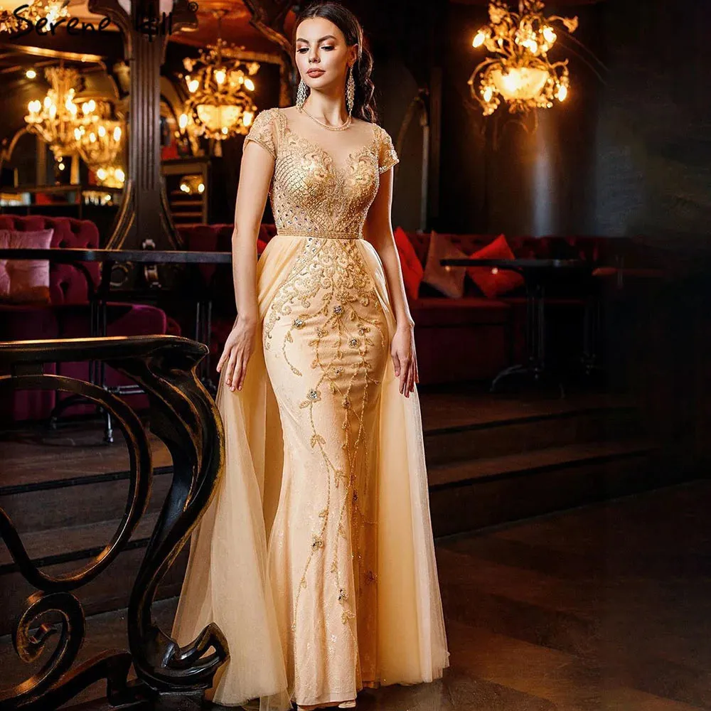 Diynav Crystal Short Sleeve Evening Dresses Design 2025 Luxury Mermaid Sexy Formal Dress HZ1017 - Image 3