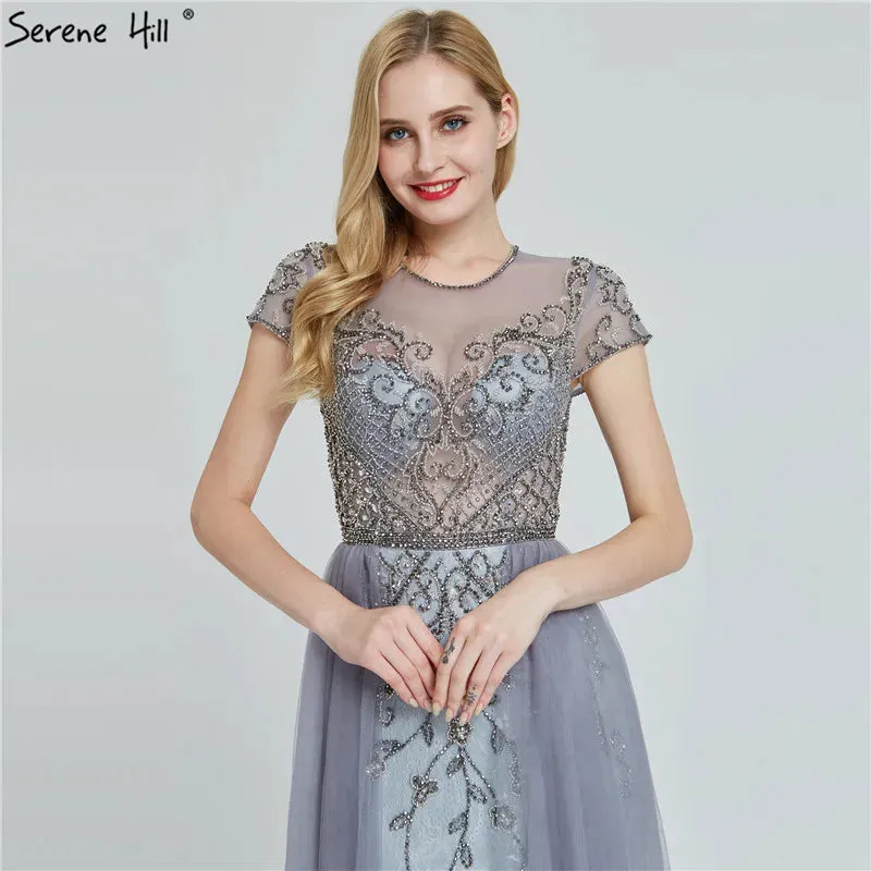 Diynav Crystal Short Sleeve Evening Dresses Design 2025 Luxury Mermaid Sexy Formal Dress HZ1017 - Image 6