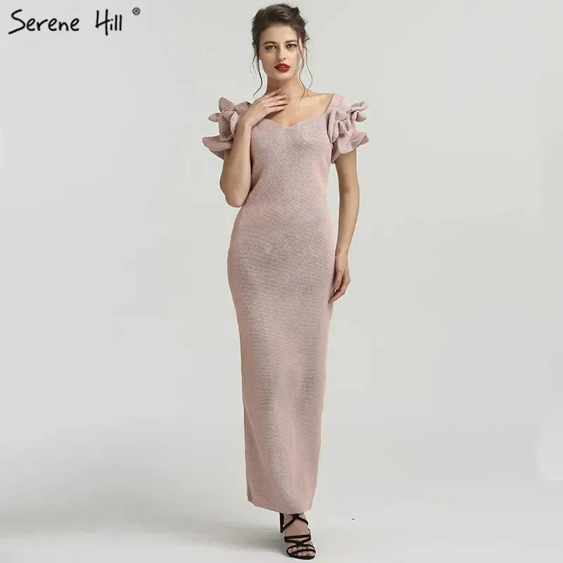 Diynav Designer Pink Short Sleeves Dress New Mermaid Fashion Womens Formal Evening Gowns 2025 HZ1017