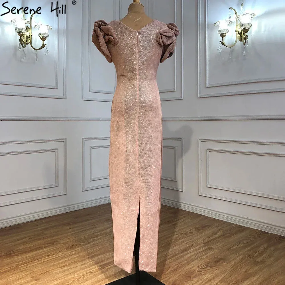 Diynav Designer Pink Short Sleeves Dress New Mermaid Fashion Womens Formal Evening Gowns 2025 HZ1017 - Image 6