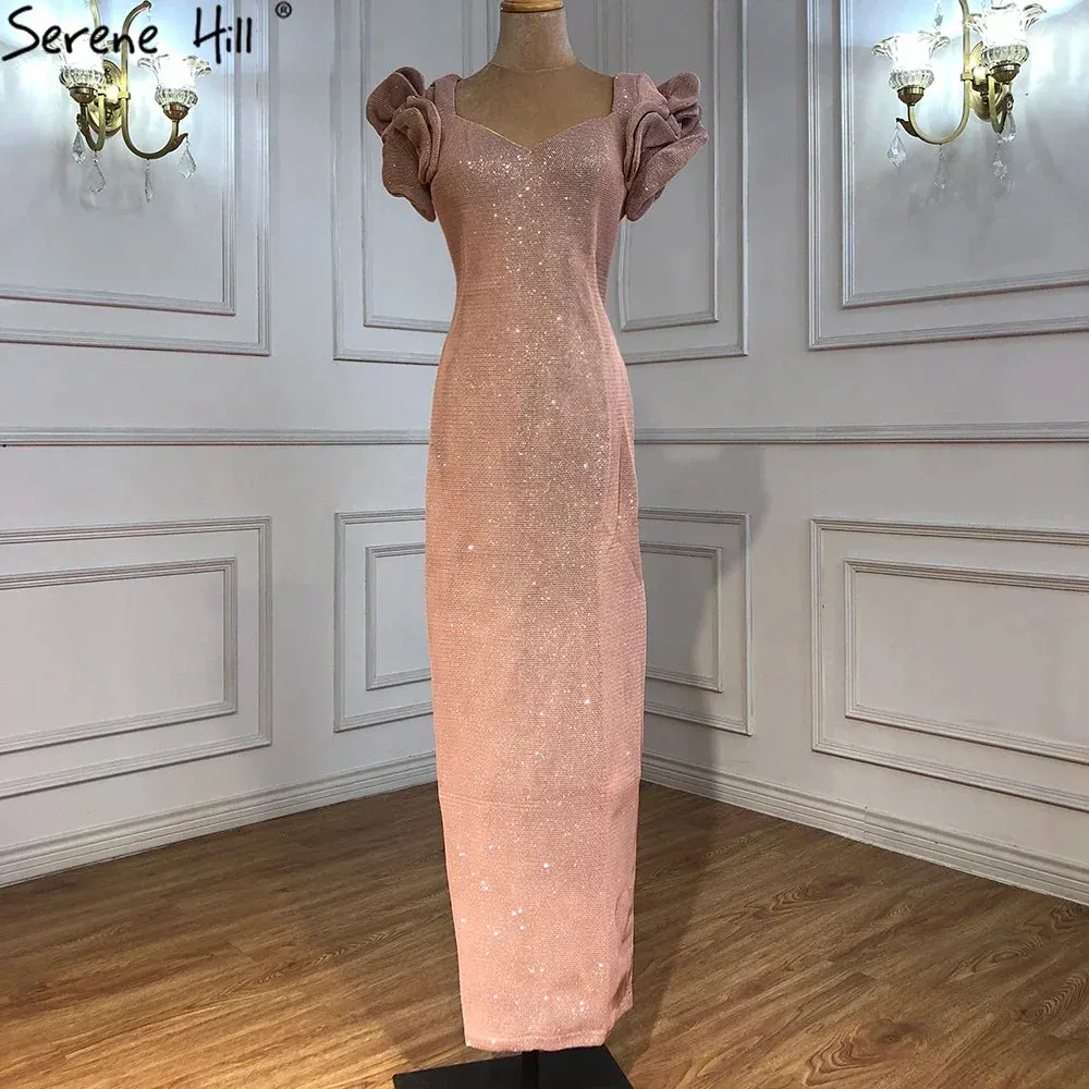 Diynav Designer Pink Short Sleeves Dress New Mermaid Fashion Womens Formal Evening Gowns 2025 HZ1017 - Image 5