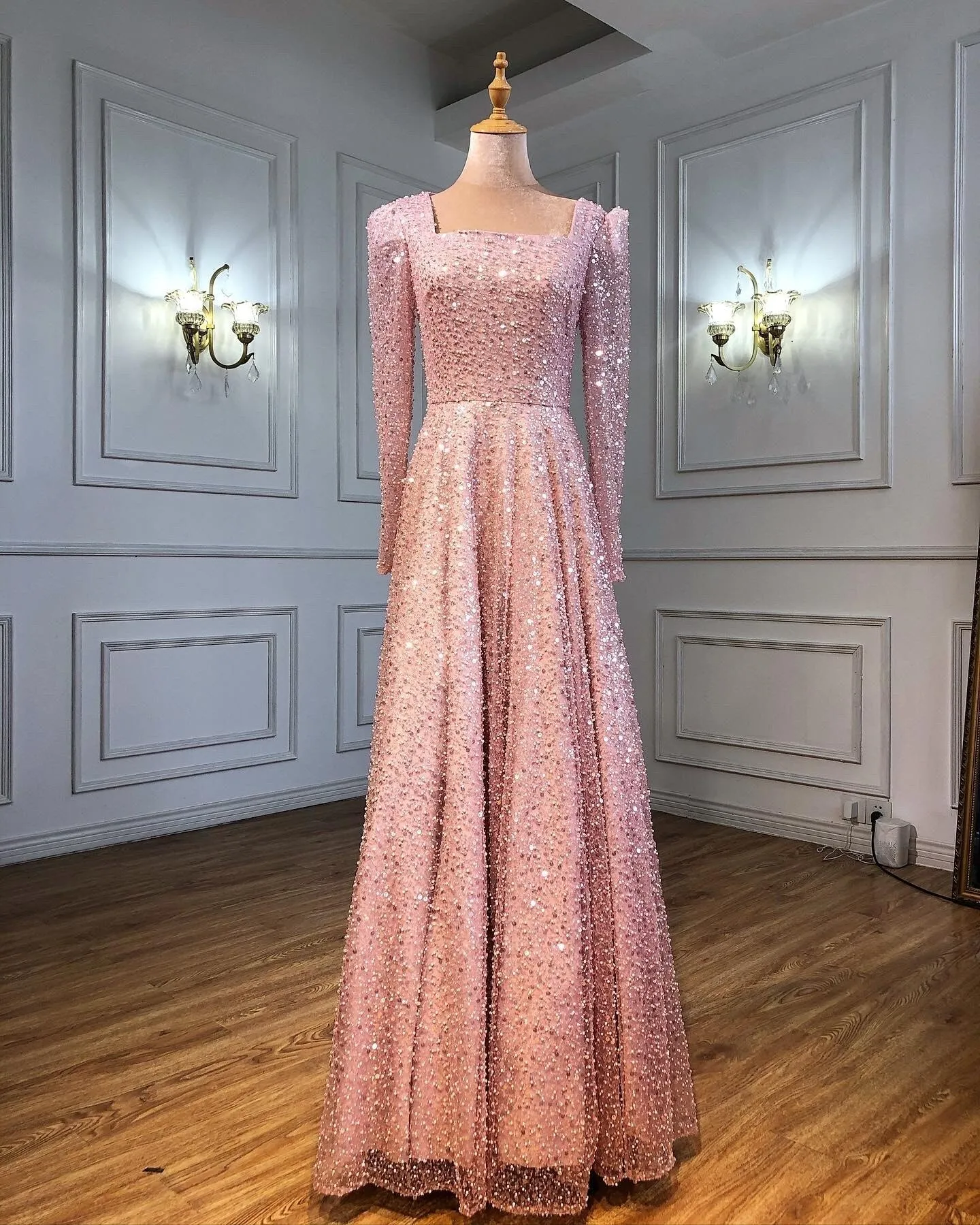 Diynav White A-Line Sexy Luxury Evening Dresses 2025 Beading Long Sleeve Sexy Formal Dress HZ1017 - Image 7