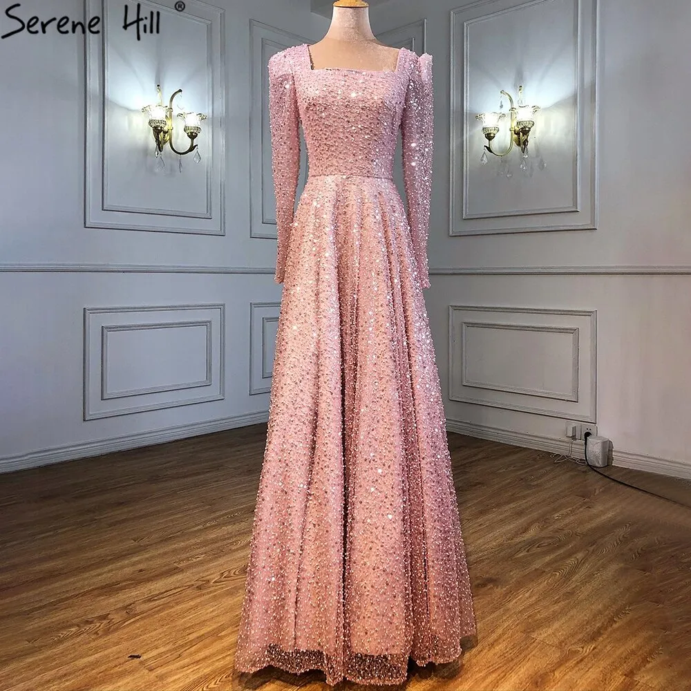 Diynav White A-Line Sexy Luxury Evening Dresses 2025 Beading Long Sleeve Sexy Formal Dress HZ1017 - Image 2