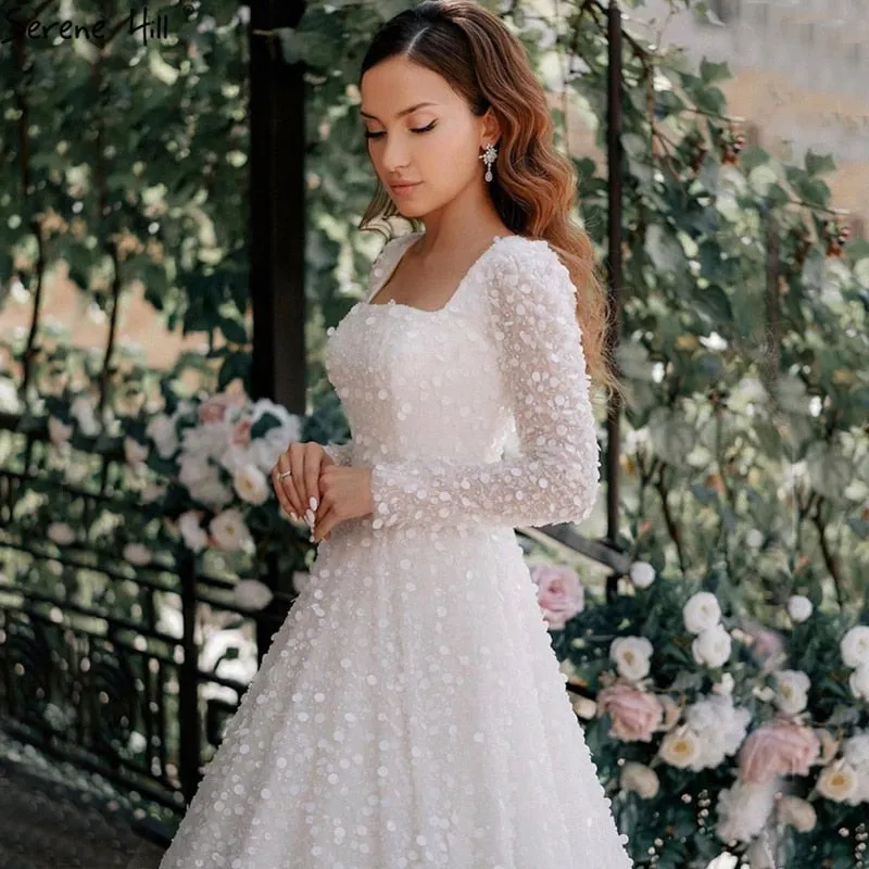 Diynav White A-Line Sexy Luxury Evening Dresses 2025 Beading Long Sleeve Sexy Formal Dress HZ1017 - Image 6