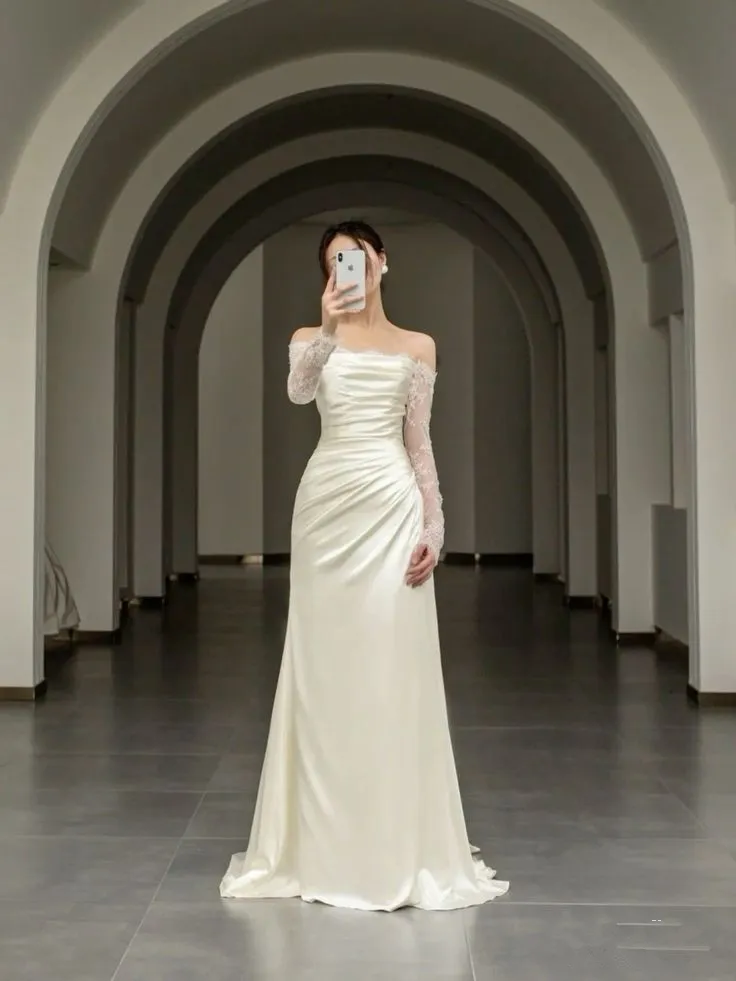 Diynav Mermaid Long Sleeves Wedding Dress,Bridal Dress HZ1017