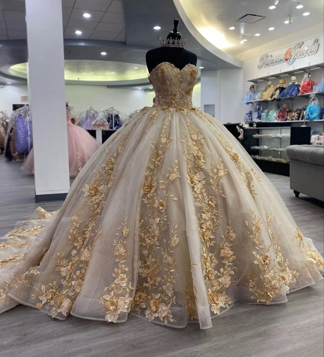 Diynav Quinceanera Dresses Ball Gown Puffy Sweet 16 Dresses for Teens Sweetheart Pageant Gowns HZ1017