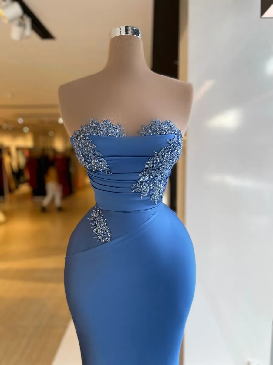 Diynav Sheath/Column Blue Evening Dress,Pageant Dress HZ1017