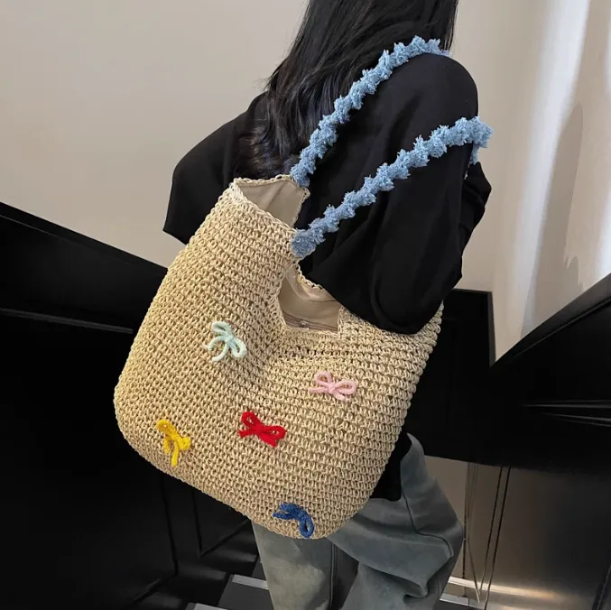 Straw bag beach bag handbag large capacity tote bag HZ1108