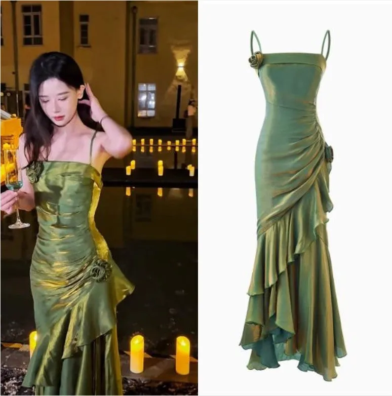 ??Elegant Satin Prom Dress for Quinceanera&Party-Fairytale A-line Straps Evening Gown for Birthday HZ1108 - Image 9
