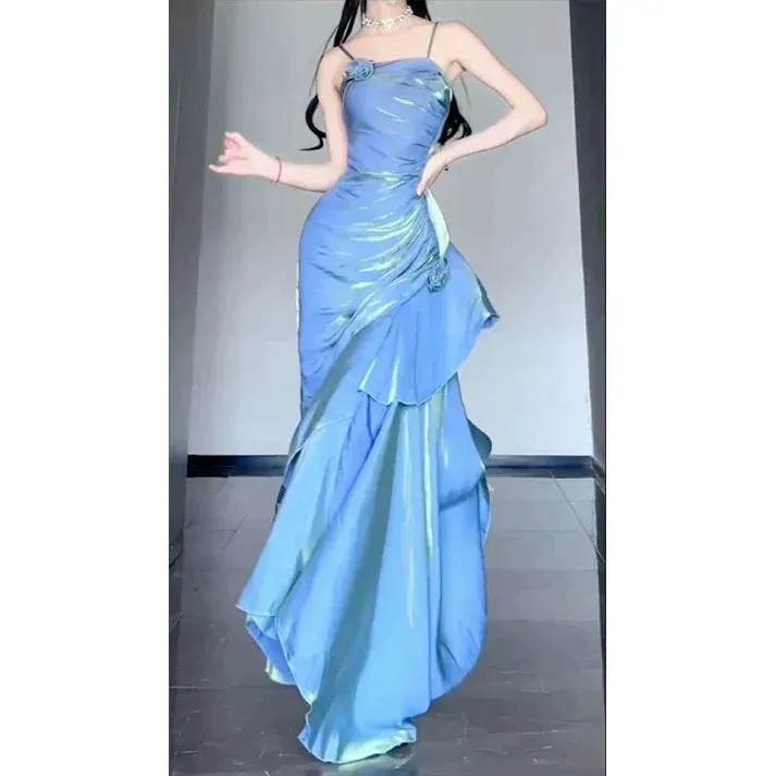 ??Elegant Satin Prom Dress for Quinceanera&Party-Fairytale A-line Straps Evening Gown for Birthday HZ1108 - Image 6