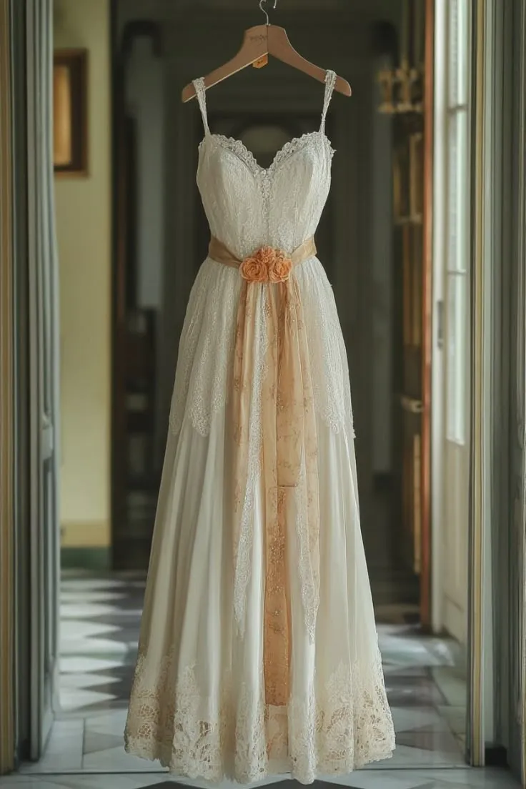 White A-line Sweetheart Lace Long Sweet Evening Dress HZ1108