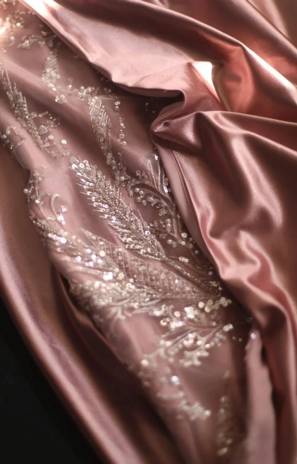 Pink Mermaid One Shoulder Satin Beaded Sequin Long Prom Dress Bridalmaid Dress HZ1108 - Image 6