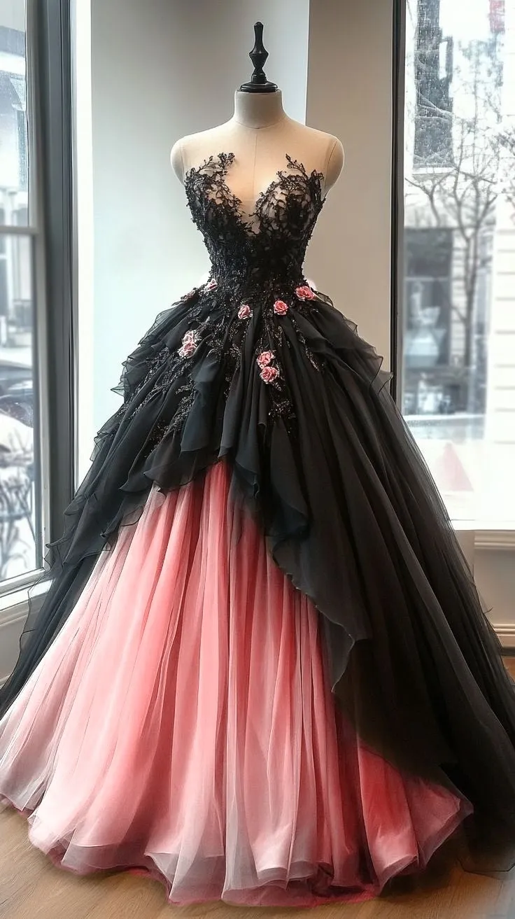 A-Line Sweetheart Neck Beaded Tulle Long Prom Dress for Quinceanera Lace Applique Wedding Dress HZ1108 - Image 3